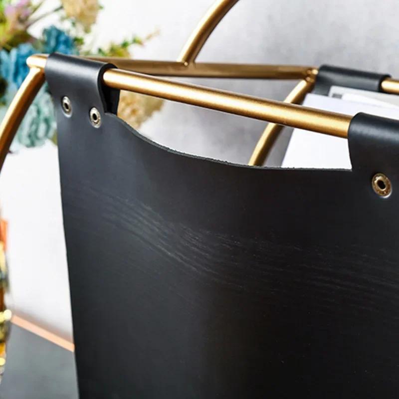 Organizzatore di Riviste in Ferro e Pelle Leggero Stile Nordico Borsa Minimalista da Soggiorno per Decorazione Casa e Ufficio