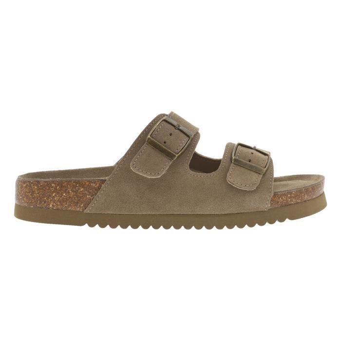 Mules Cuir Nubuck Refresh Gris - Femme - Adulte - Cuir