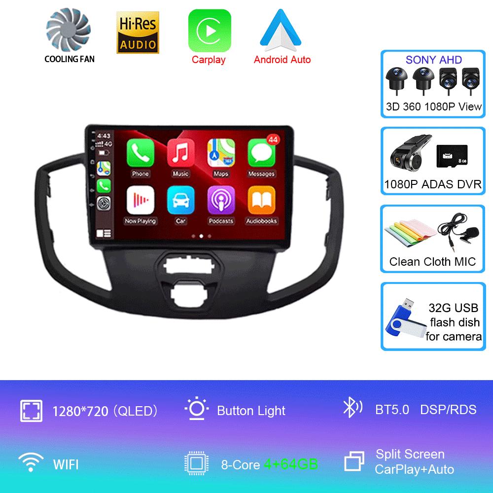 Android 14 Car Radio For Ford Transit 2015 - 2018 Multimedia Video Player Navigation GPS Carplay Android Auto 5G WIFI DSP BT5.0