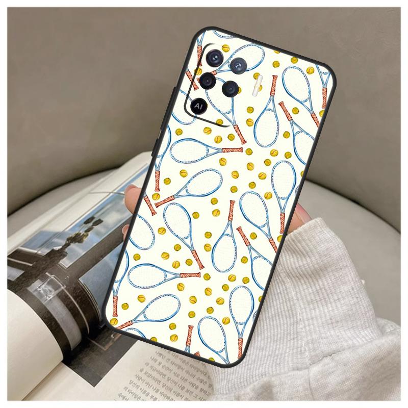 Tennis Racket Tennis Ball Case For Oppo A80 A60 A40 A5 Pro A15 A16 A17 A57 A77 A94 A74 A54 A76 A96 A18 A38 A58 A78 A98