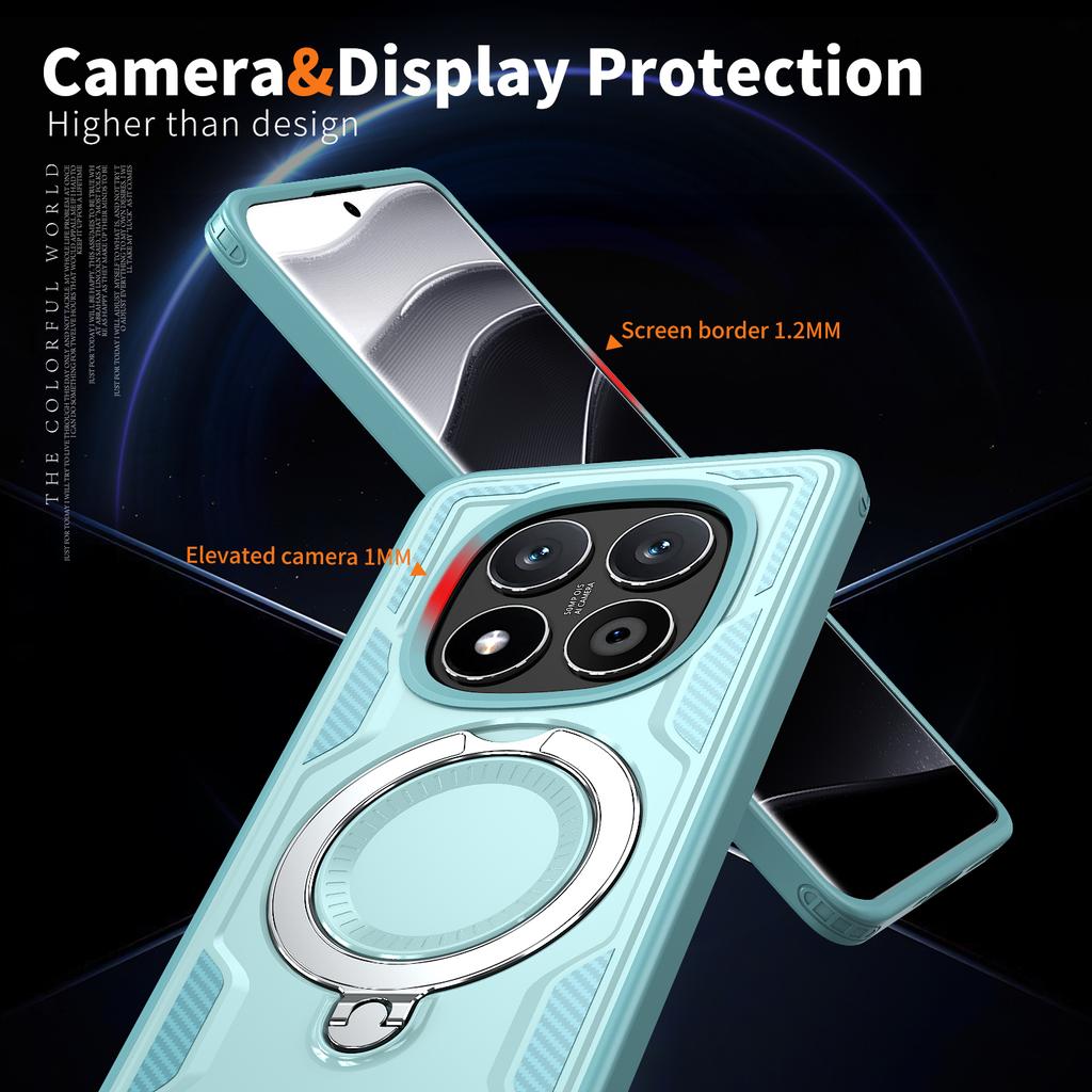 جراب هاتف مغناطيسي بحلقة قابلة للطي ومضاد للصدمات لهاتف شاومي ريدمي نوت 14 13 برو بلس 5G 4G 14S طبقة مزدوجة غطاء حماية من السقوط