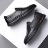 Men's Leather Shoes Casual Round Toe Thick Sole Slip-On Men's Shoes Business Men's Shoes  Fashion LightWeight Breathable Shoes