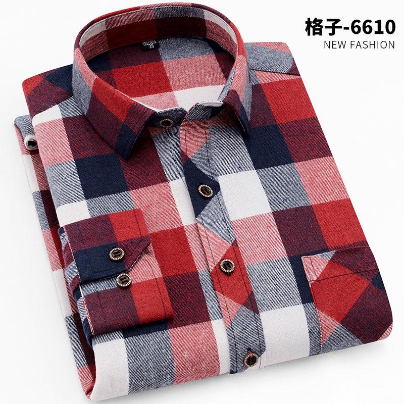 New Fashion Men's Plaid Shirts Long Sleeve Cotton Soft Regular-fit Single Pocket Comfortable Casual Flannel Shirts Male Clothing