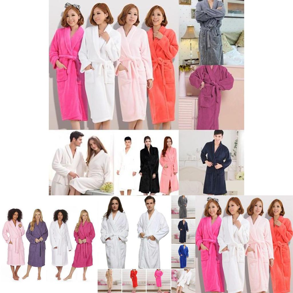 Luxurious Coral Fleece Warm Bathrobe For Men And Women Flannel Winter Kimono