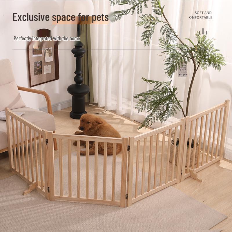 Foldable Solid Wood Dog Fence - Detachable, Easy to Store, Eco-Friendly, Natural Finish, Versatile Dog Cage