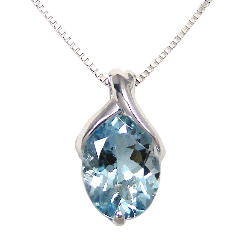 

Jewelry Aquamarine Santa Maria White Gold K10 10k Large Necklace for Women with Certificate of Authenticity [Fashion em] синій