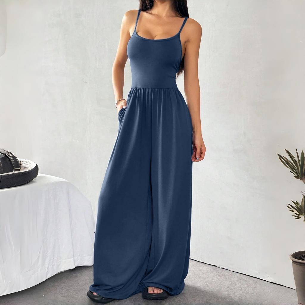 Women's Clothing 2026 Spring/Summer New Sexy Casual Style Camisole Wide-Leg Jumpsuit