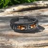 Tiger Eye Black Leather Bracelet Men Natural Zircon Crystal Stone Jewelry Handmade Courage Stress Relief Protection Bracelet