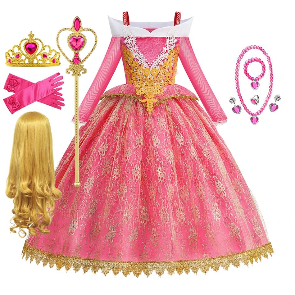 Costume Principessa Bambina Aurora Vestidos Vestito Cosplay Bambina Halloween Carnevale Compleanno Outfit Festa Abito da Ballo