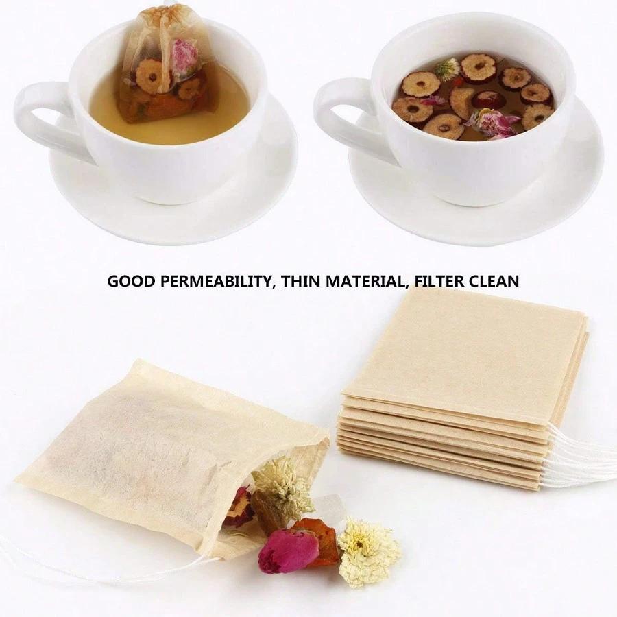 100/200/300pcs Disposable Teabags Biodegradable Paper Tea Filter Bags with String Empty Drawstring Bags for Spice Coffee Foot Ba