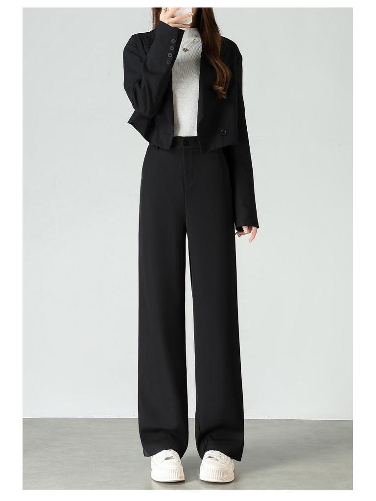 Damen Schwarze Schlankmachende High-End Weitbein Anzughose - Frühjahr 2025 Kollektion