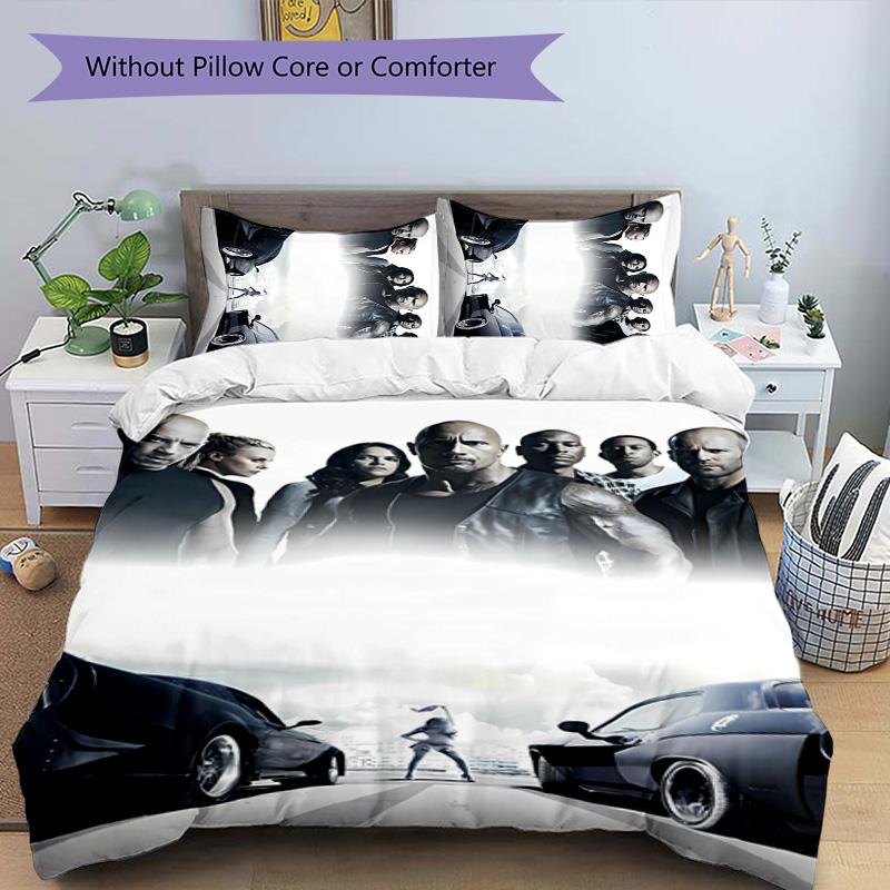 3pcs Fast and Furious Pattern Bedding Set Duvet Cover Set Includes Duvet Cover &pillowcases, Perfect All Season Bedroom Decoration & Gift