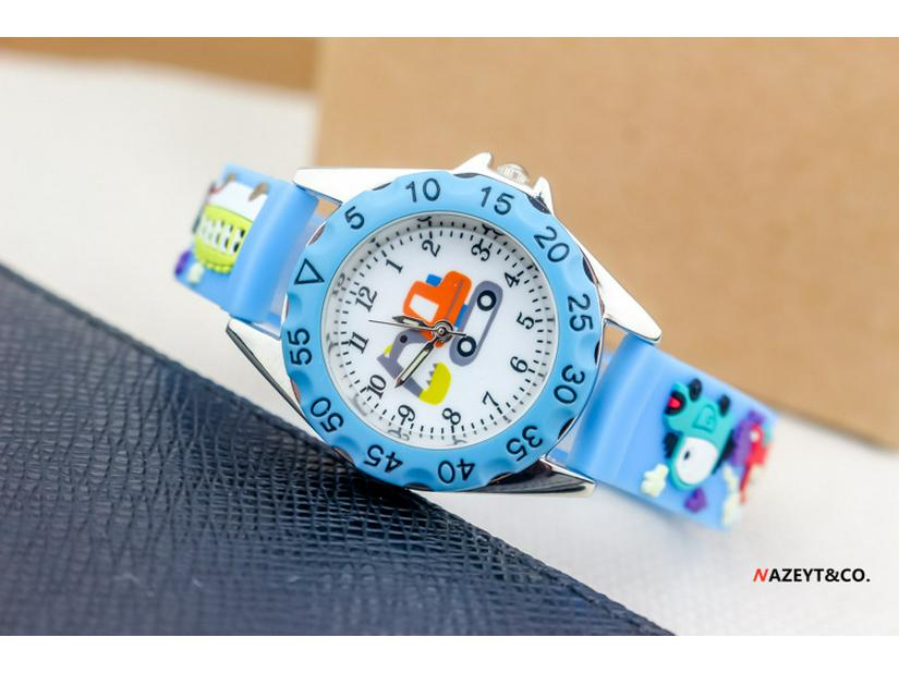 Korean 3D Cute Excavator & Go-Kart Quartz Watch for Boys - Silicone Strap