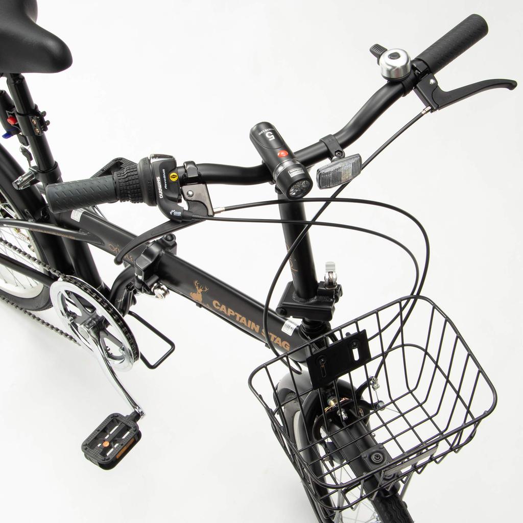 Captain Stag Oricle Folding Bicycle Matte with Shimano Wire and Front and Rear (CAPTAIN STAG) 20-inch (FDB206, Black, YG-1087) 6-Speed Transmission,