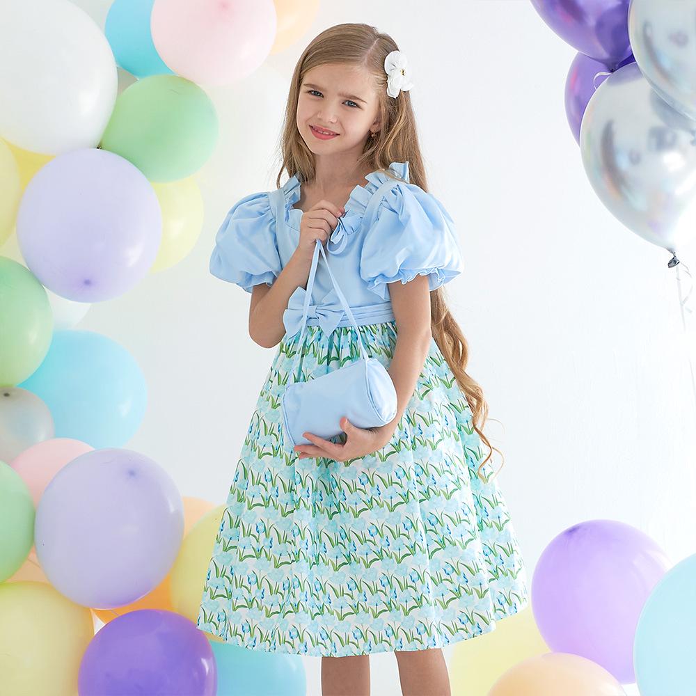 

New Floral Puff Sleeve Princess Dress for Girls 120cm/5Y