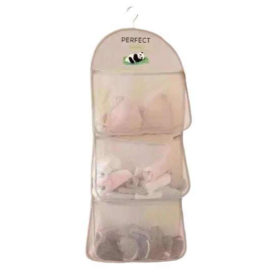 Mesh Storage Bag Large Capacity Wardrobe Organizer Breathable Hanging Storage Net for Underwear Socks Towels Bedroom Dorm Travel