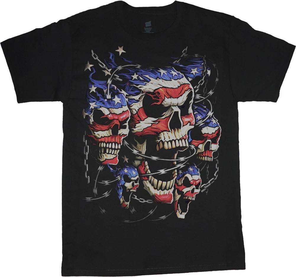 big and tall t-shirt USA skulls tee shirt tall shirts men biker barbed wire S