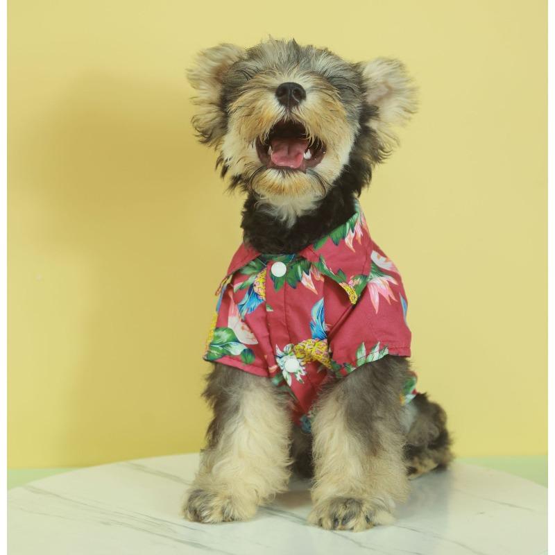 Spring/Summer Small Medium Dog Beach Shirt Hawaiian Pet Clothing Dog Cat Golden Retriever Clothing Supplies