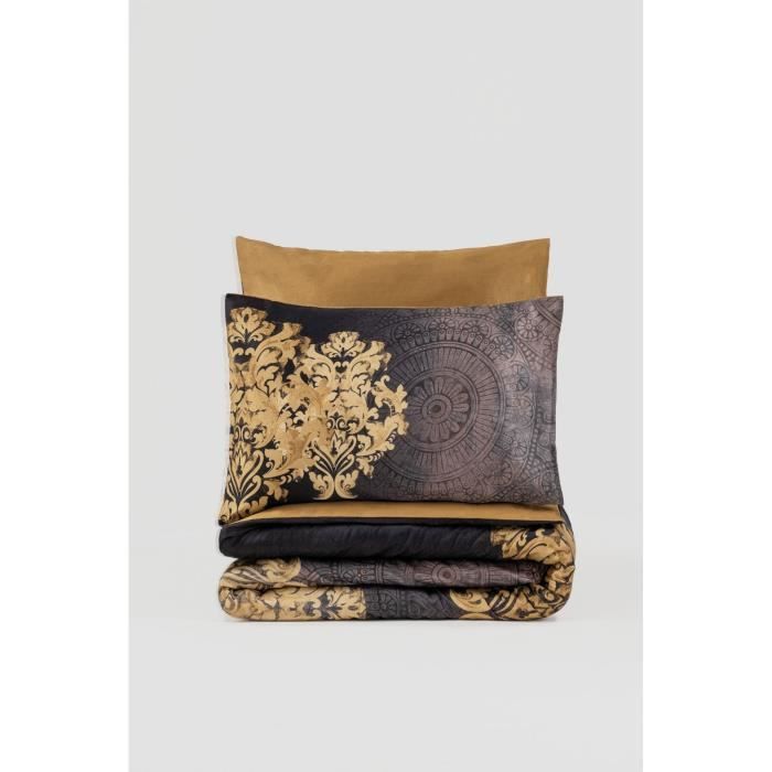 Bed Linen Set - 1 Duvet Cover 220 X 240 Cm + 2 Pillowcases 60 X 60 Cm - Sateen 100% Cotton - Anthracite