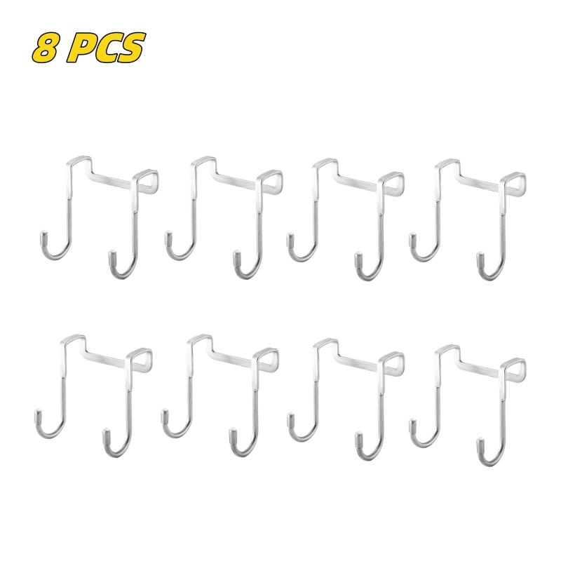 4/8PCS S-Type 304 Stainless Steel Cabinet Door Hook Multifunctional Towel Rack Hat Rack Storage Rack Kitchen Bathroom Accessorie