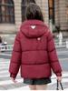 Women’s Short Hooded Windproof Thicken Warm Winter Jacket With Raglan Sleeves