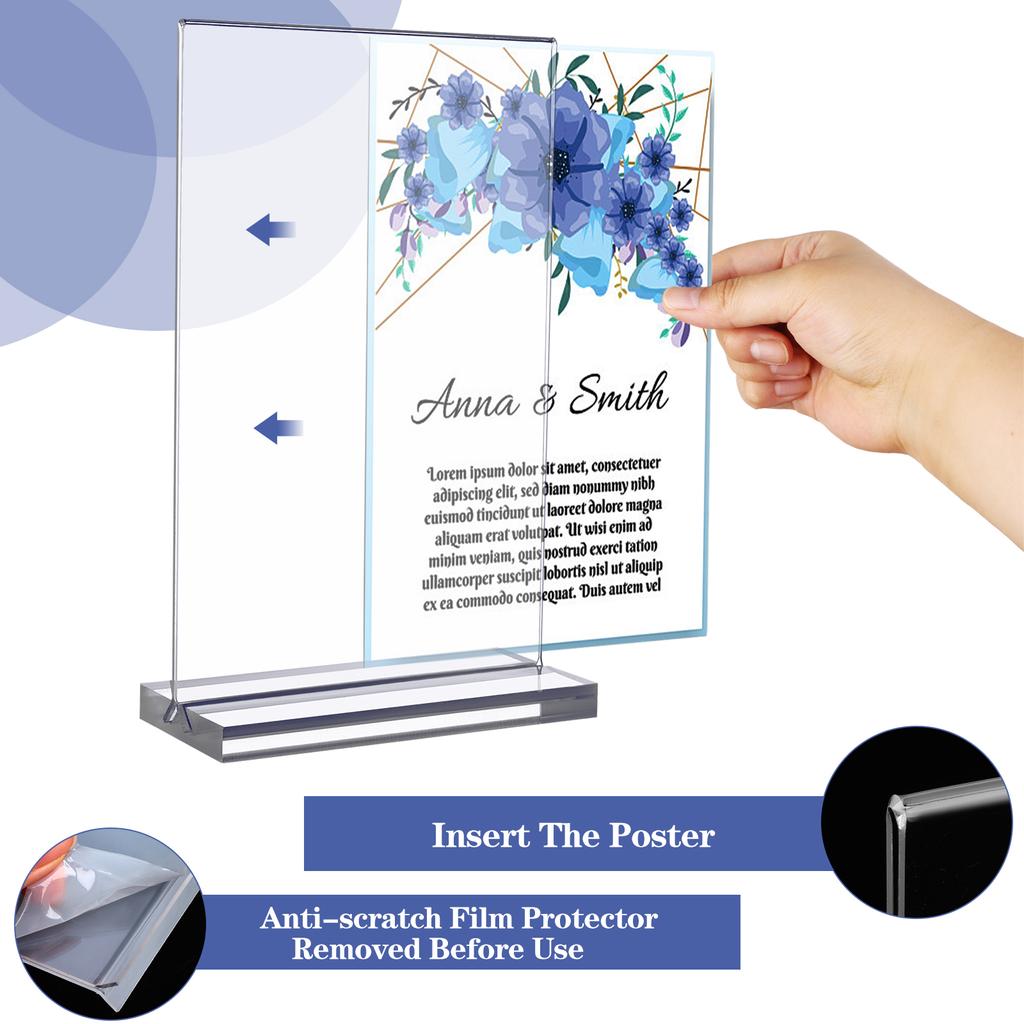 GANGBARU 10 Pack 4 X 6'' Acrylic Sign Holder Clear Display Stand Double Sided Vertical Flyer Menu Brochure Holders For Restauran