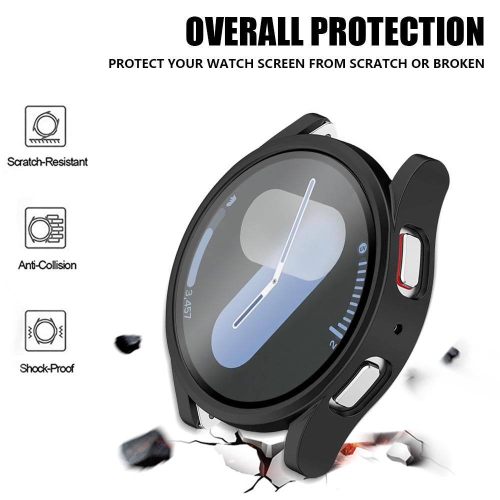 Case+Glass Cover for Samsung Galaxy Watch7 40mm 44mm Screen Glass Cover Samsung Protective Case Bumper Waterproof