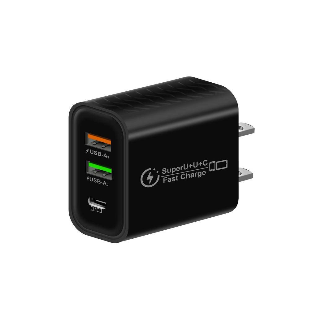 Multi-port Type-C Phone Charger with EU/US/UK Plugs, Compatible with Apple, Xiaomi, Samsung Devices