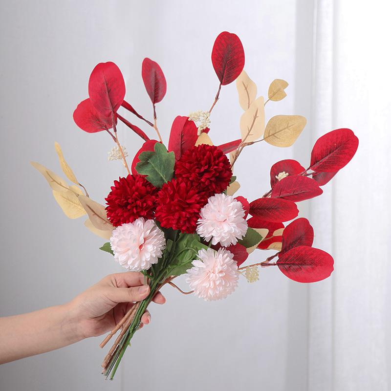 Artificial Flower Potted Plant Silk Bulk Autumn Chrysanthemum Letter Flower Silk Flowers Hydrangea Arrangement Flowersdecoration