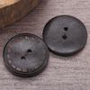 Laser-Dotted Retro Wooden Coat Buttons - Natural Wood Wide Edge for Shirt, Cardigan, or Trench Coat