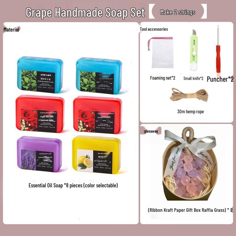 Kit de jabón casero de racimo de uvas - Jabón de aceite esencial de uva transparente para niños y actividades de verano para padres e hijos