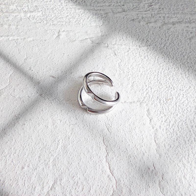 

Відкритий перстень жіночий інс холодний вітер нішевий дизайн сенс вказівний палець подвійна лінія перстень новий перстень Opening adjustable срібний