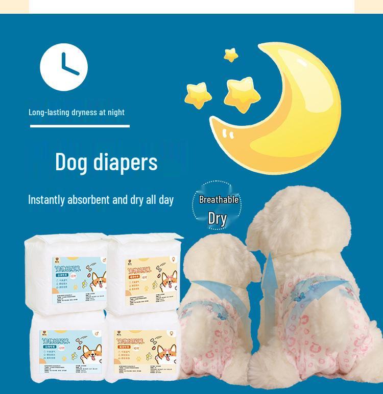 40-Piece Pack of Large Pet Dog Sanitary Diapers - Absorbent, Free Shipping