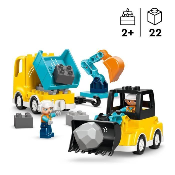 LEGO DUPLO Ma Ville 10475 Les Véhicules de Chantier 3-en-1 - Jeu Interactif des 2 ans