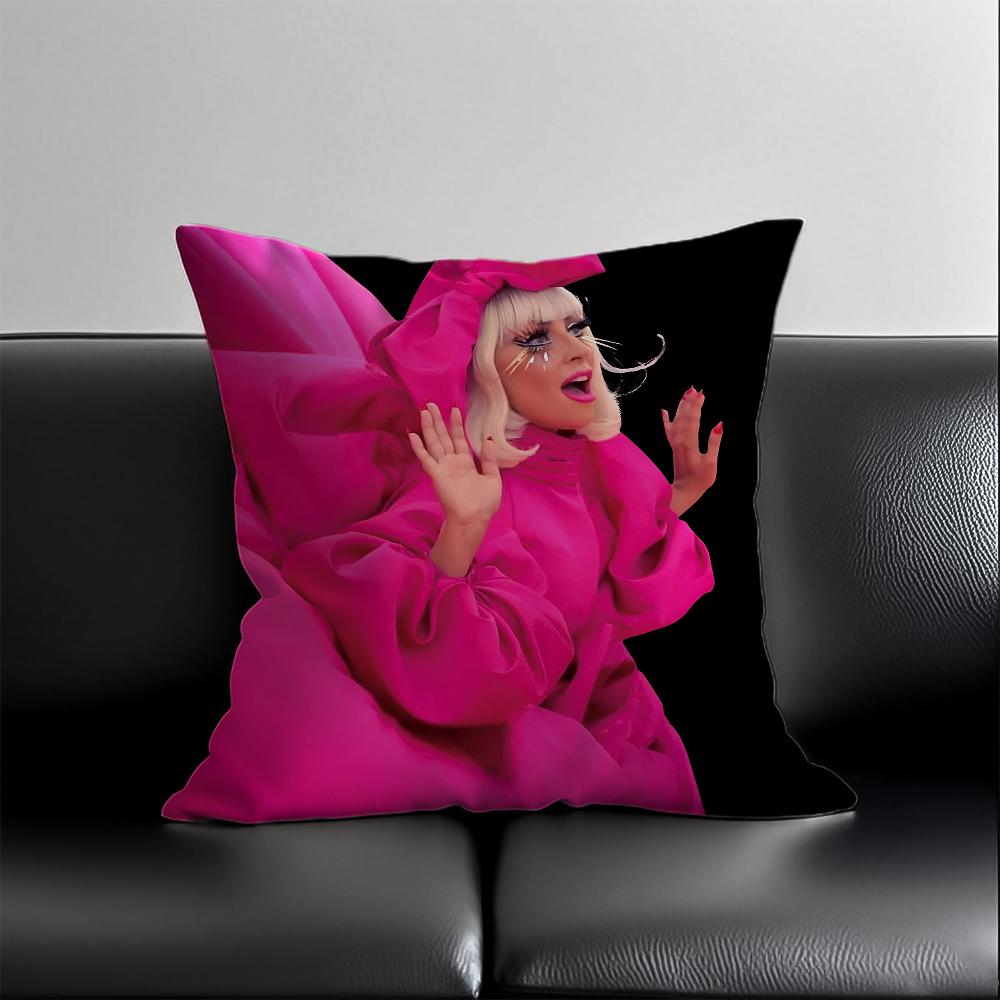 Singer L-Lady Gaga Mayhem Pillow Case Anti-Dustmite Pillowcase Invisible Zipper Silky Short Plush Sofa Cushion Cover