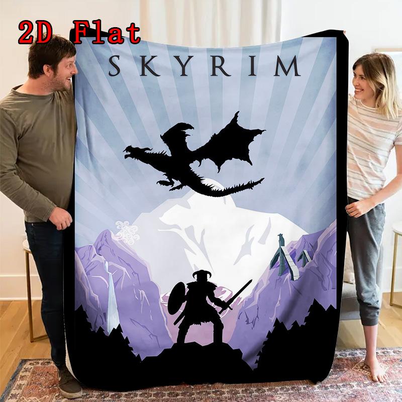 The Elder Scrolls 2D Flat Pattern Flannel Blanket High Quality All Seasons Warmth and Comfort Perfect for Christmas Gifts.P260914483