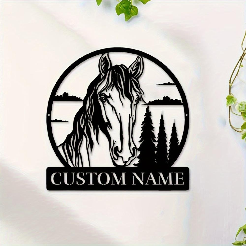 1pc Custom Rustic Horse Metal Wall Art, Personalised Emblem Sign for Lounge, Office, Veranda, Deck, Gift, Home Decor