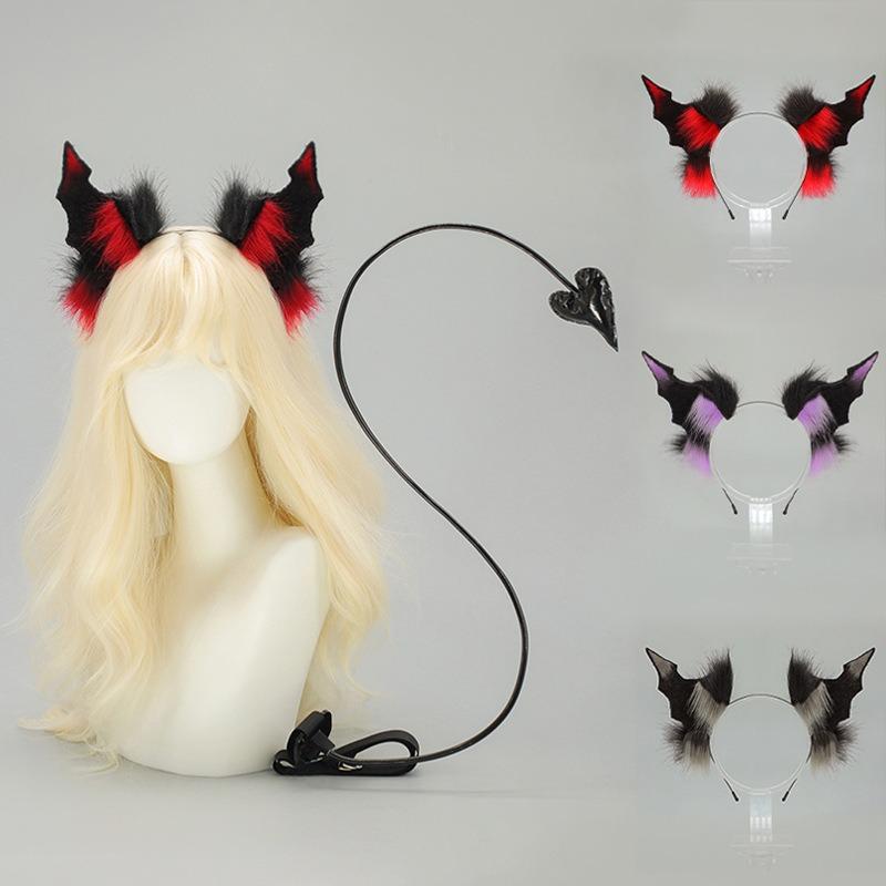 Dark Halloween Headgear Comic-Con Devil Horn Devil Tail cos Props Devil Bat Beast Ear Headband