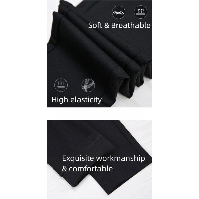 Calças casuais grandes de perna reta para mulheres, calças compridas, calças elásticas de cintura alta para mães, calças femininas de 9 pontos, pretas