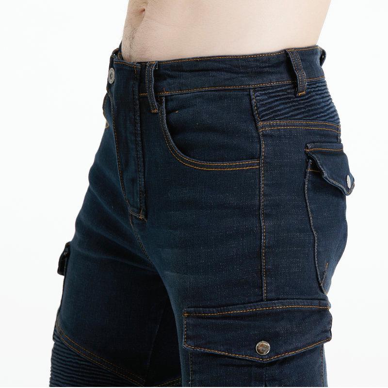 Men's Slim Fit Four Seasons Motorcycle Cargo Pants - Black, Multi-Pocket Riding Jeans