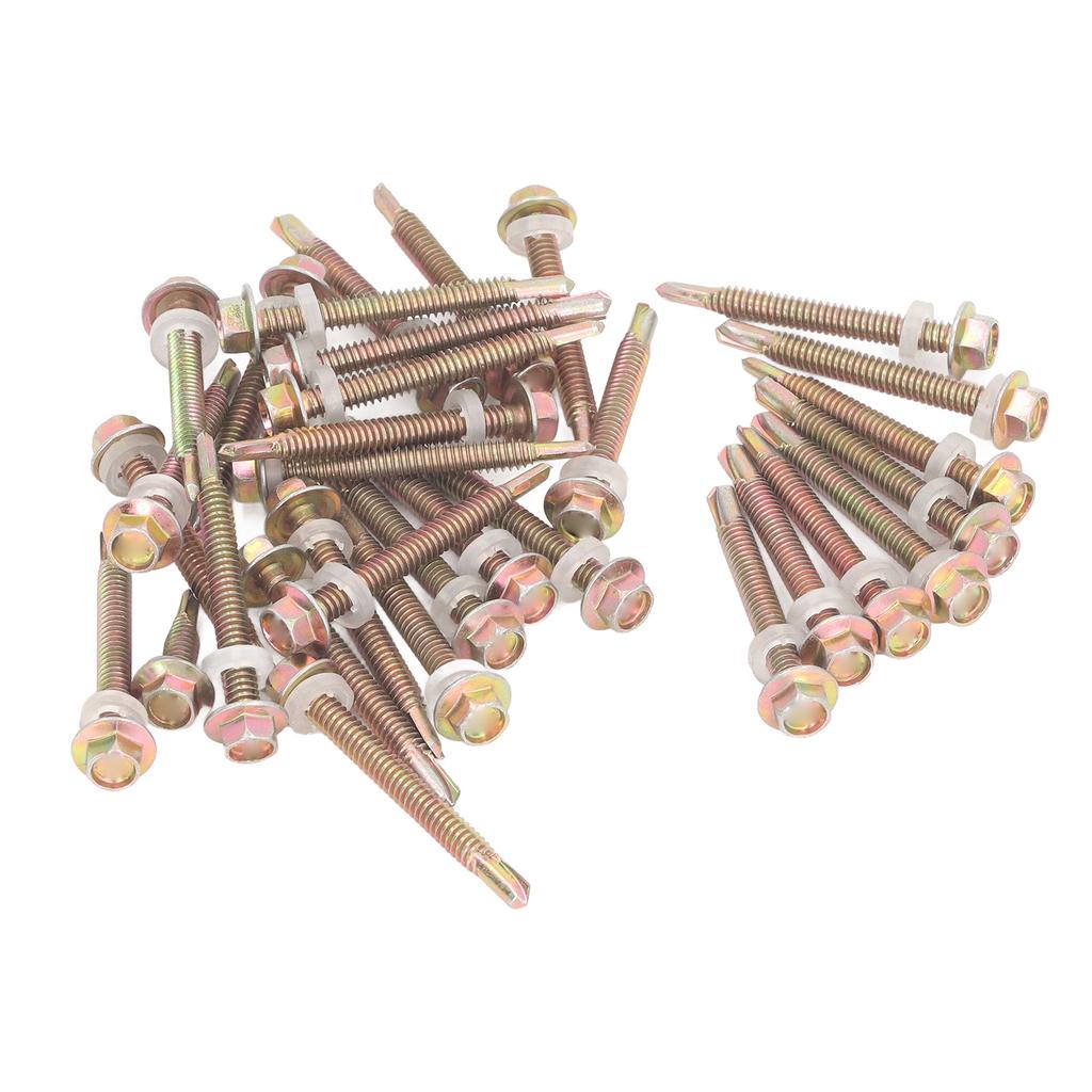 200PCS 5.5x50mm Hex Head Screws Color Galvanized Carbon Steel Self Drilling Screw for Home and Construction