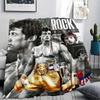 1Pc Rocky Print Flannel Blanket, High Quality Comfortable for All Seasons, Home Decor, Warmth and Comfort, Perfect for Christmas Gifts