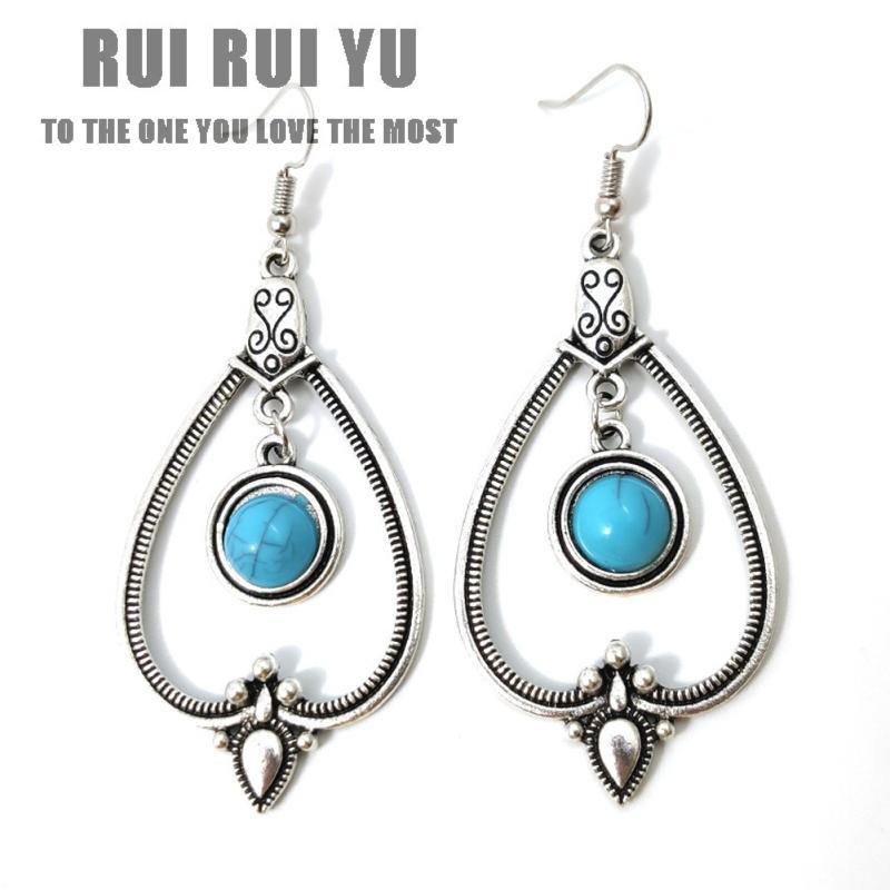 

RUI RUI YU женские бирюзовые серьги в стиле ретро, ​​модные ювелирные изделия из сплава геометрической формы