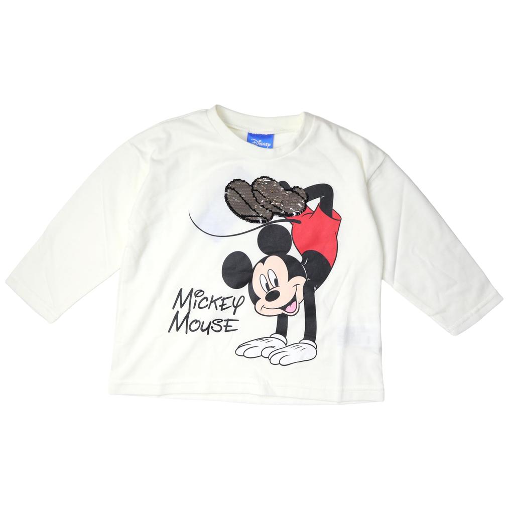Disney Mickey Maus Langarm Pailletten T-Shirt, Farbwechselnd, Weiß, Größe 110