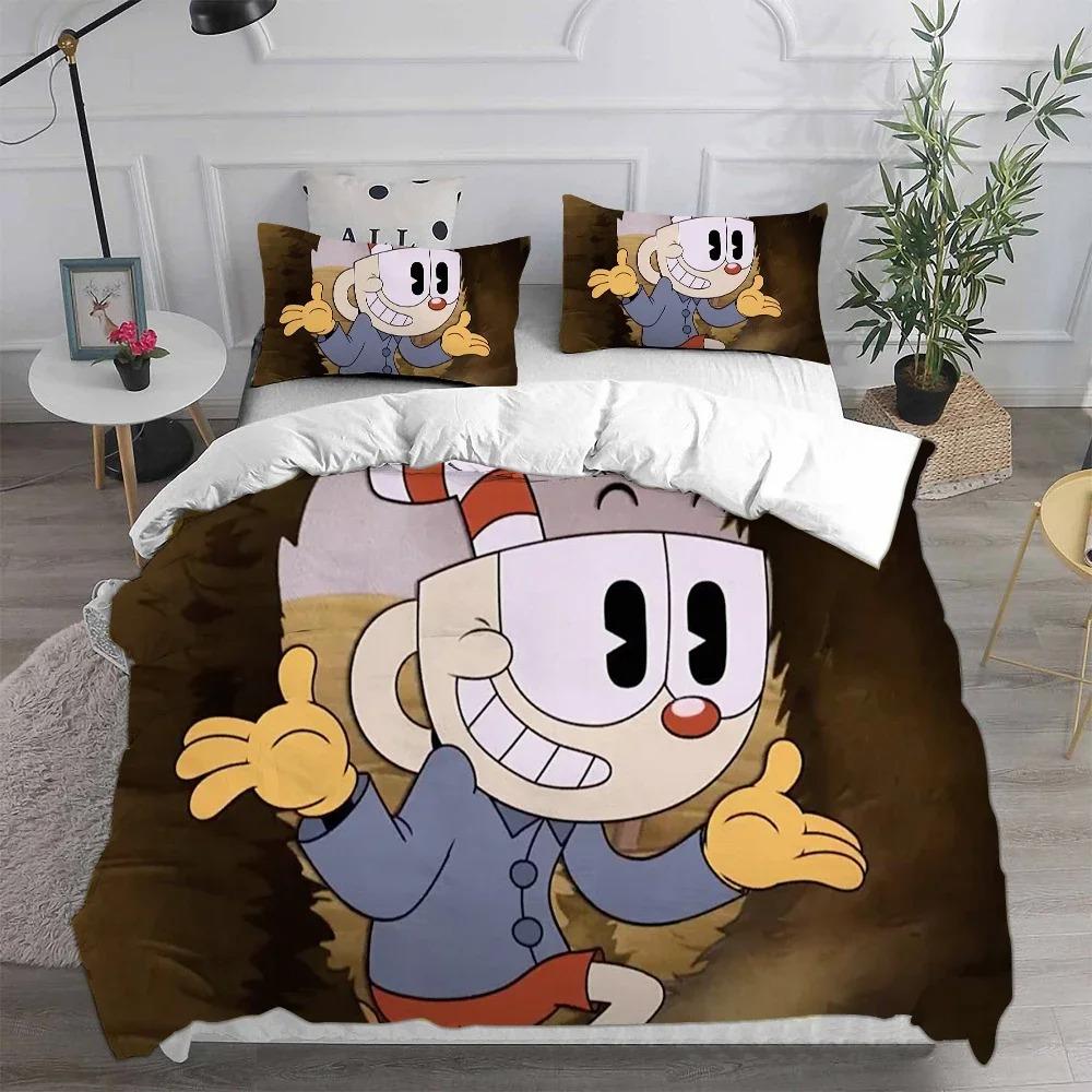 3D Neue Heimtextilien Cartoon Cuphead Bettwäschesets Bettdecke Quilt Bettüberwurf Bettbezug Kissenbezugsets Kinder Erwachsenengröße