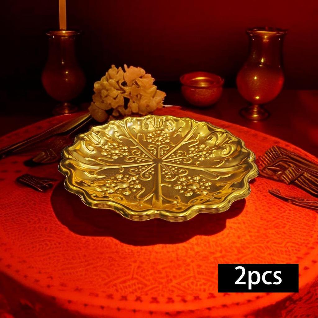 2 Pieces Fruit Trays Dessert Bowls Embossed Vintage Style Flat Tray Holder Dishes Snack Plates