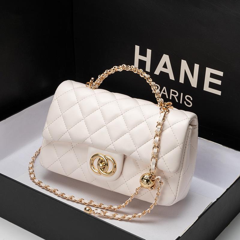 

Xiaoxiangfeng Grid Chain Women s Bag New Style Fashionable Versatile Shoulder Niche Handbag Casual Crossbody 22cm off білий колір