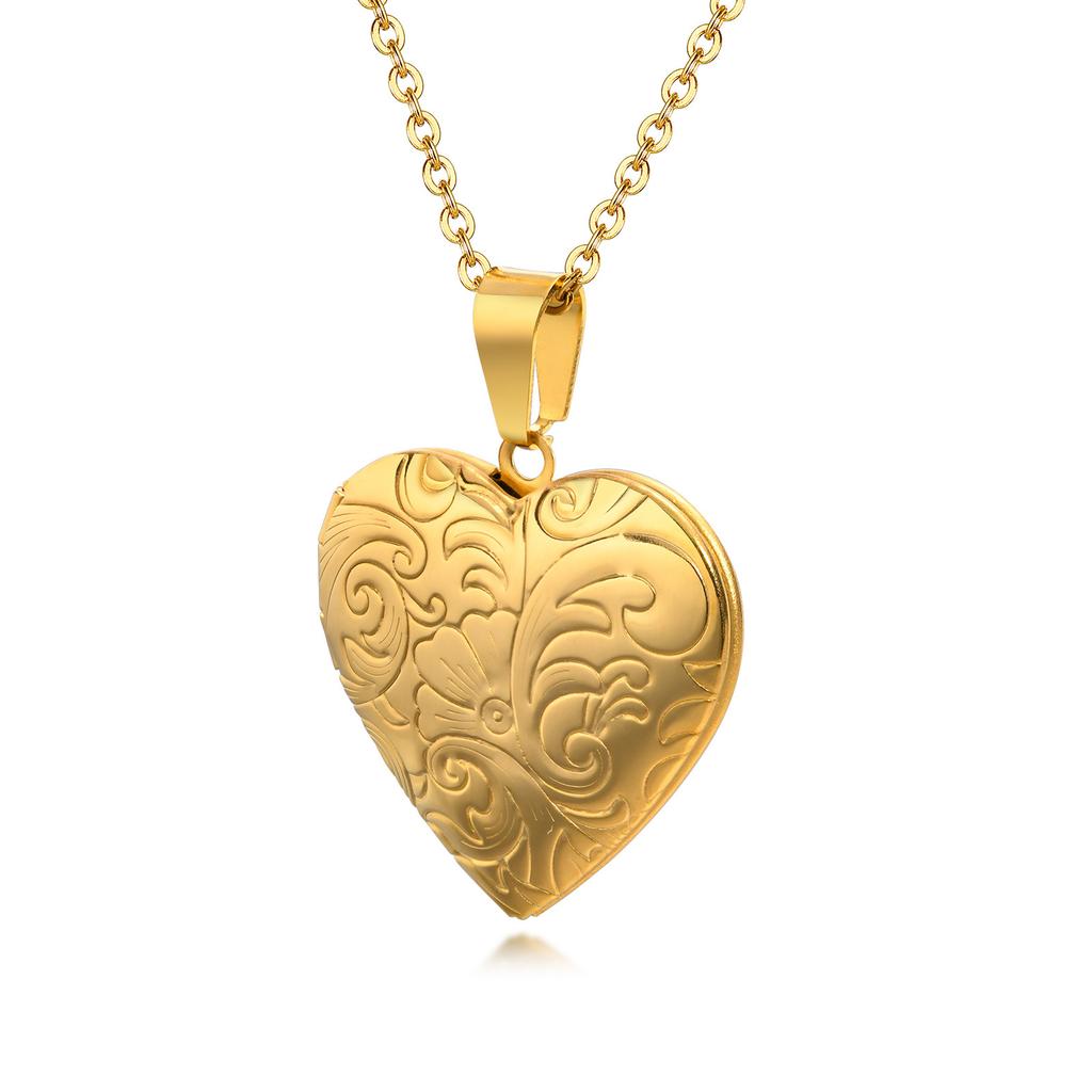 Heart Locket Necklace For Women Stainless Steel Jewelry Custom Photo Frame Memory Love Pendant For Valentine's Day Gift