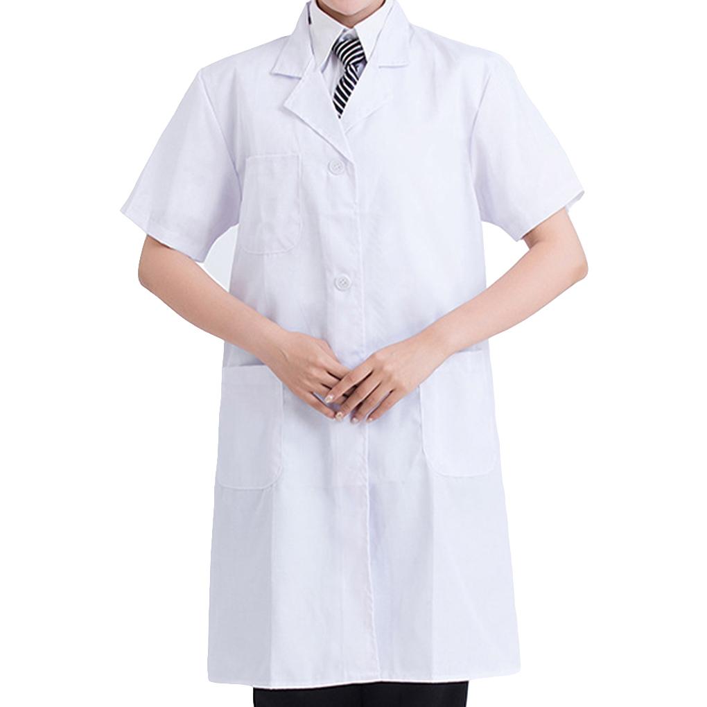 

Лабораторный халат с пуговицами, много карманов, короткий рукав, зоомагазин, школа, завод, рабочая одежда, стажировка, косметолог, использование xxl