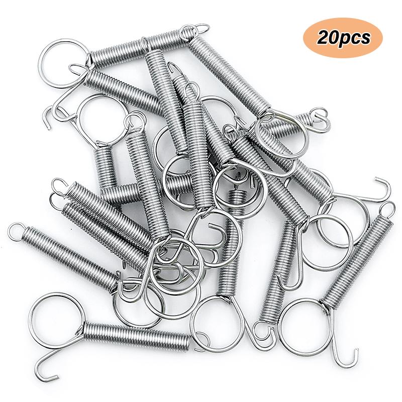 

20pcs Multipurpose Spring Animal Cage Latches Lock Spring 8.5mm Rabbit Cage Door Tension Spring with Hook for fixing pet cages білий